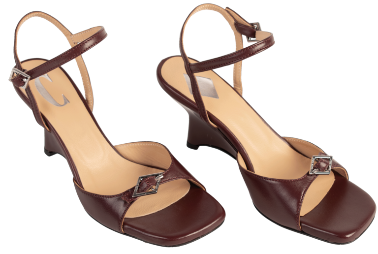 Cara Rosa ROSA - WEDGE HEEL SANDAL - BURGUNDY