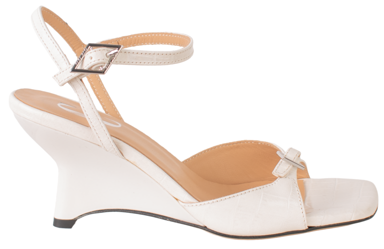 Cara Rosa ROSA - WEDGE HEEL SANDAL - WHITE CROCO