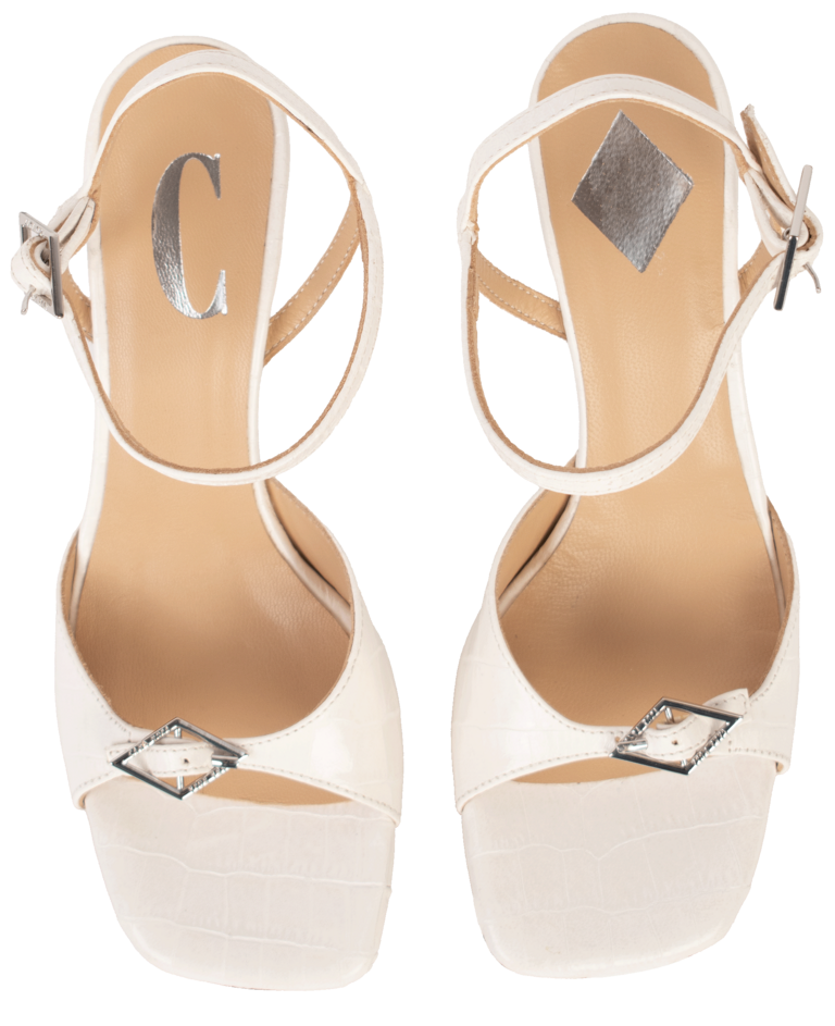 Cara Rosa ROSA - WEDGE HEEL SANDAL - WHITE CROCO
