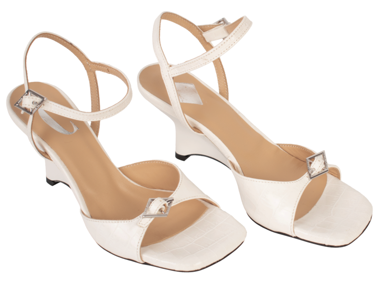 Cara Rosa ROSA - WEDGE HEEL SANDAL - WHITE CROCO