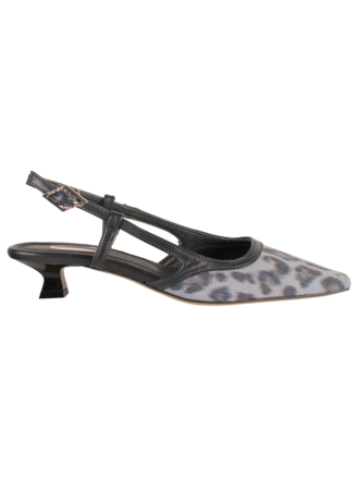 CARA ROSA KATLEEN - KITTEN HEEL SLINGBACK - LUIPAARD BLAUW
