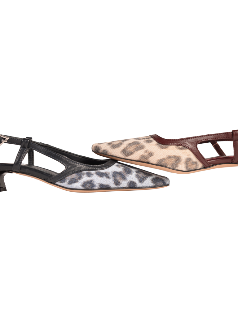 CARA ROSA KATLEEN - KITTEN HEEL SLINGBACK - LUIPAARD BLAUW