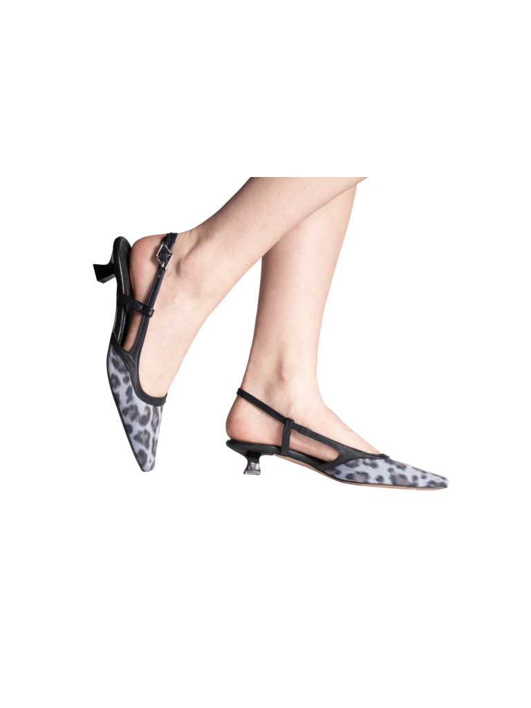 CARA ROSA KATLEEN - KITTEN HEEL SLINGBACK - LEOPARD BLUE