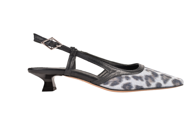CARA ROSA KATLEEN - KITTEN HEEL SLINGBACK - LEOPARD BLUE
