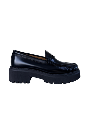 FLEUR - LOAFER HOGE ZOOL - ZWART LEDER