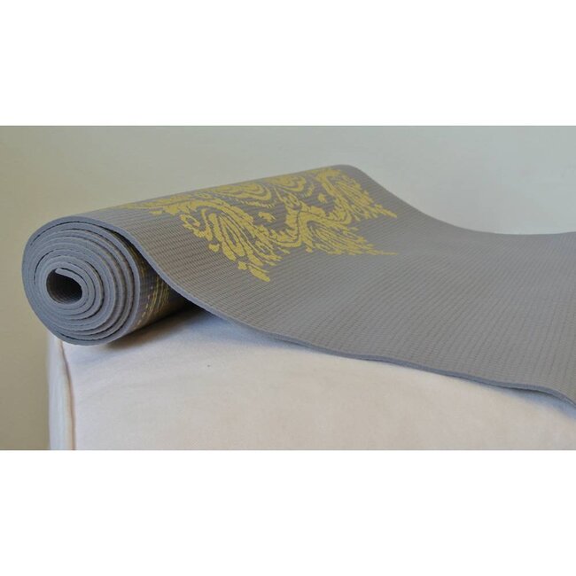 Love Generation Yoga Mat Mandala - 4mm- Warm Grey with Golden Print