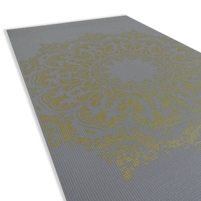Love Generation Yogamatte Mandala - 4mm - Warm Grey mit Goldenem Print
