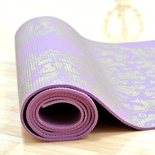 Love Generation Yoga Mat Mandala - 4mm- Eggplant with Golden Print