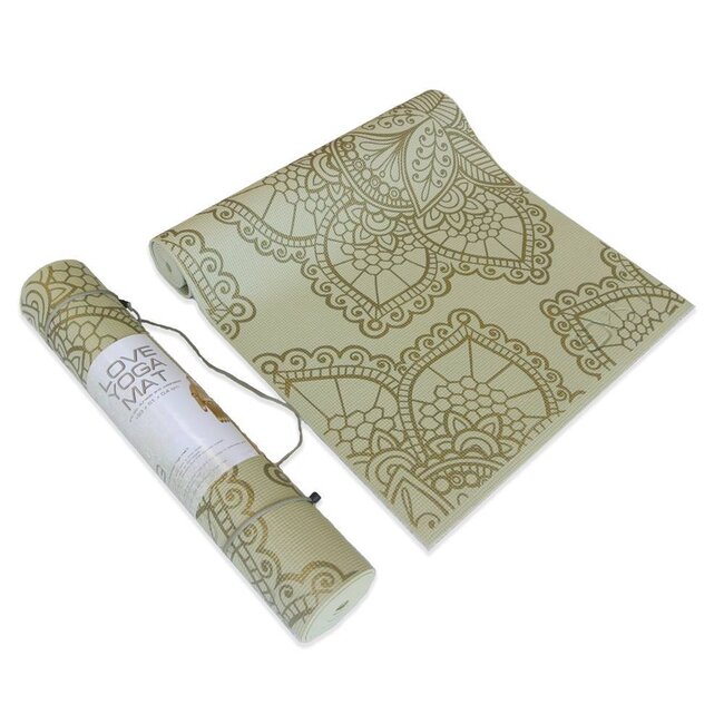 Love Generation Yoga Mat Lotus - 4mm - Light Green with Golden Print