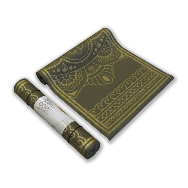 Love Generation Yogamat Magic Carpet 4mm - Donkergroen met Gouden Print