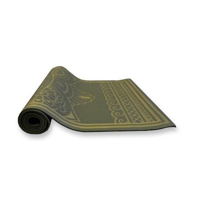 Love Generation Magic Carpet Yoga Mat 4mm - Dark Green with Gold Print