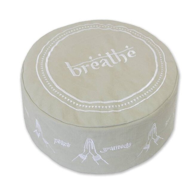 Love Generation Breathe Meditation Cushion - Light Grey-green - Yoga Cushion