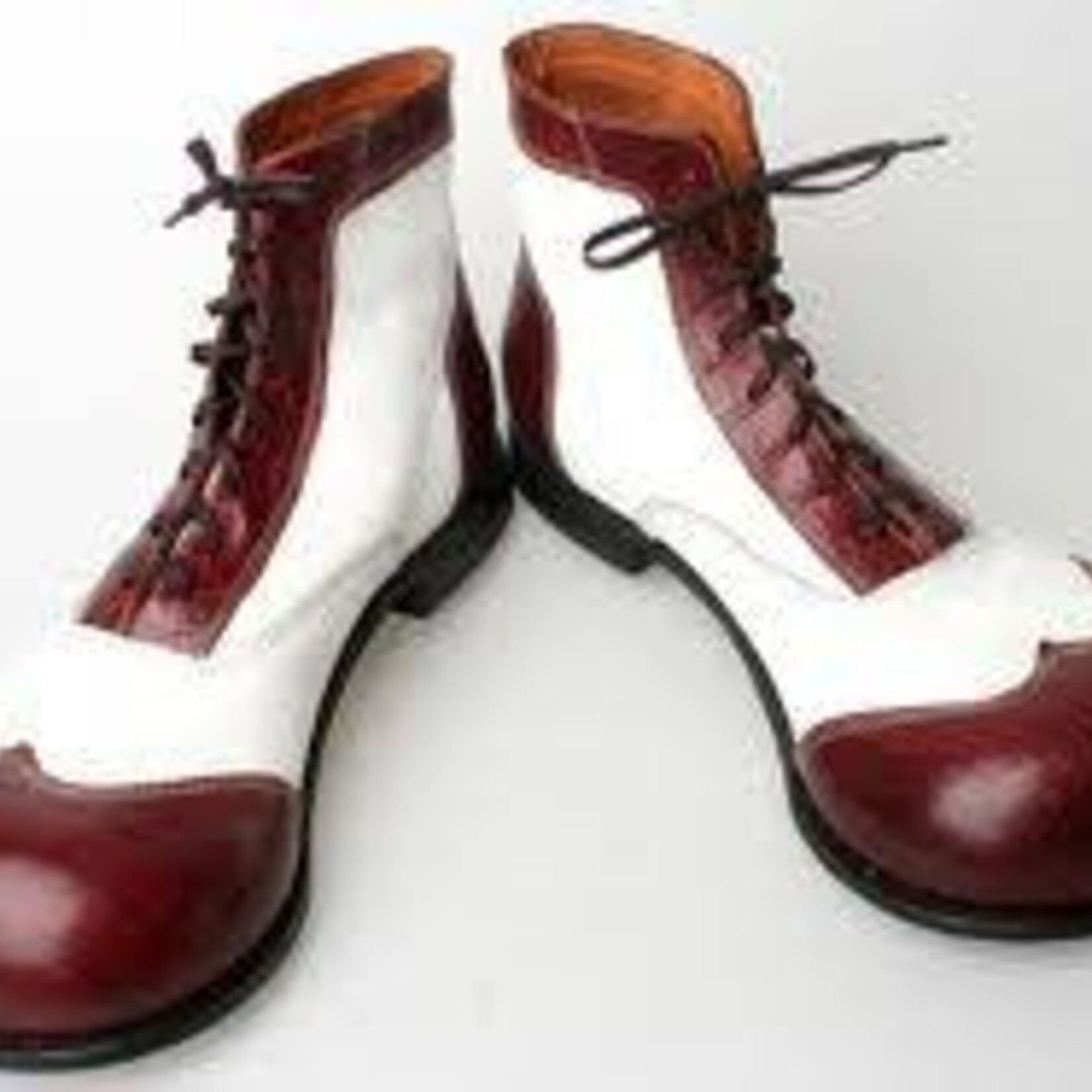 Clown INC. Faux fur clown shoes in brown and white