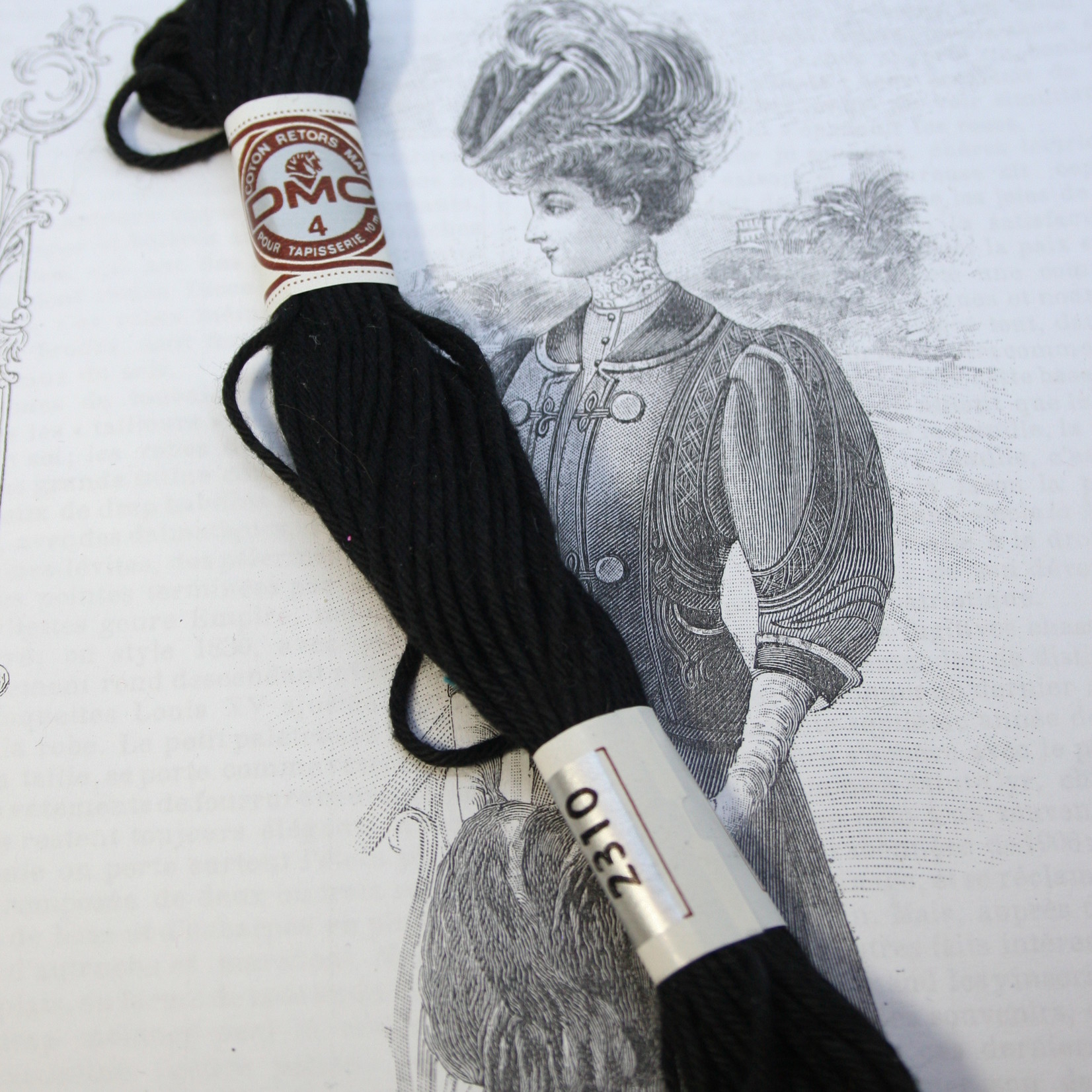 DMC Tapestry embroidery thread black.