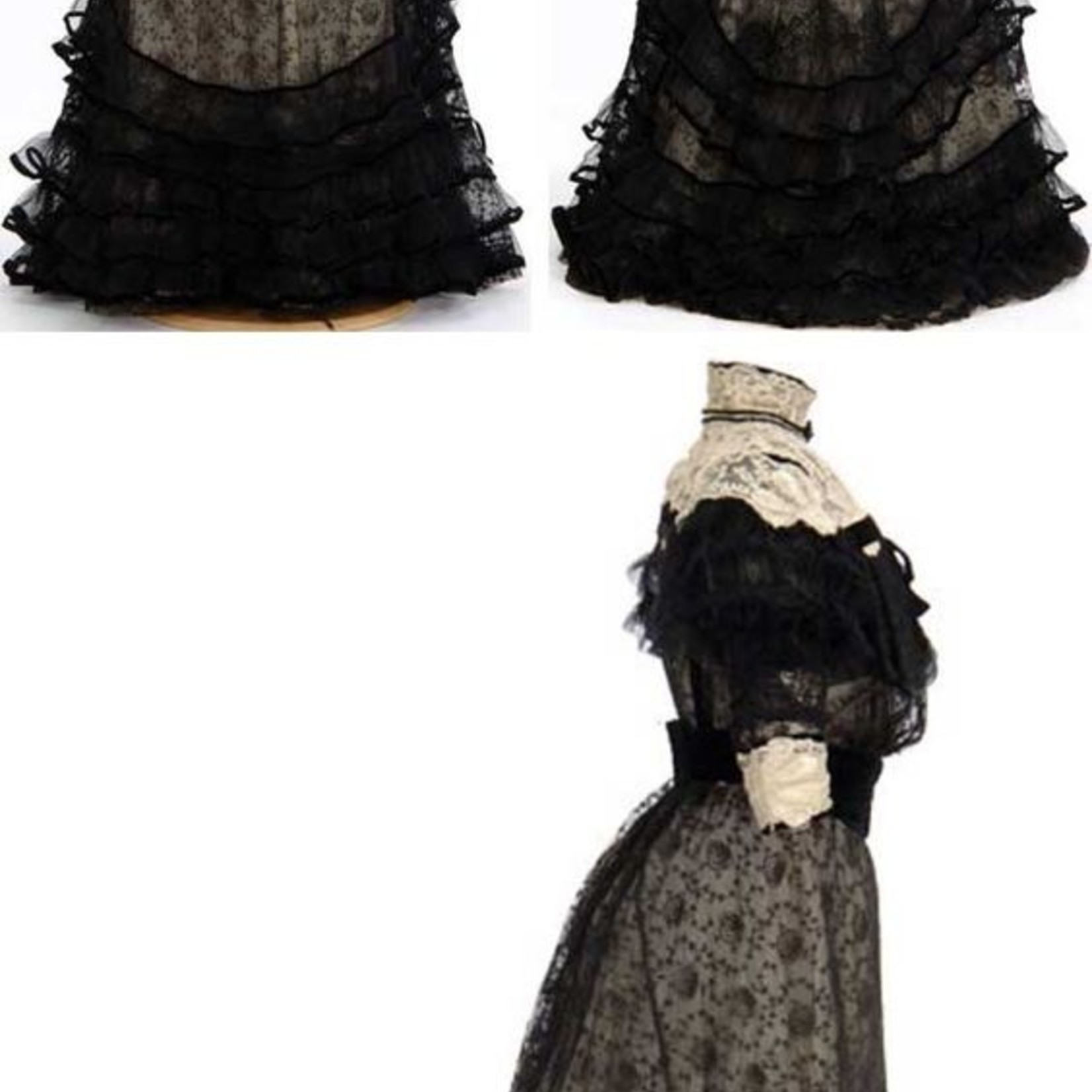 Vintage black nylon lace with scalloped edge per M.