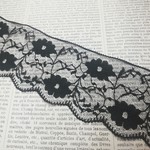 Black Scalloped Lace  with Flowers 59mm