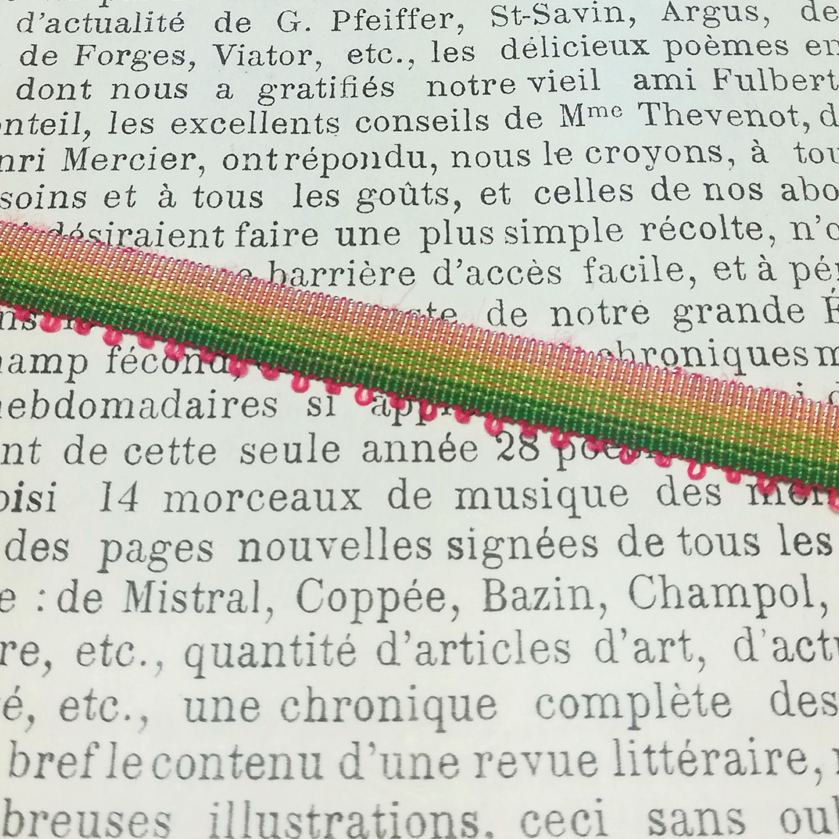 18th century Ombre ribbon diff. colors