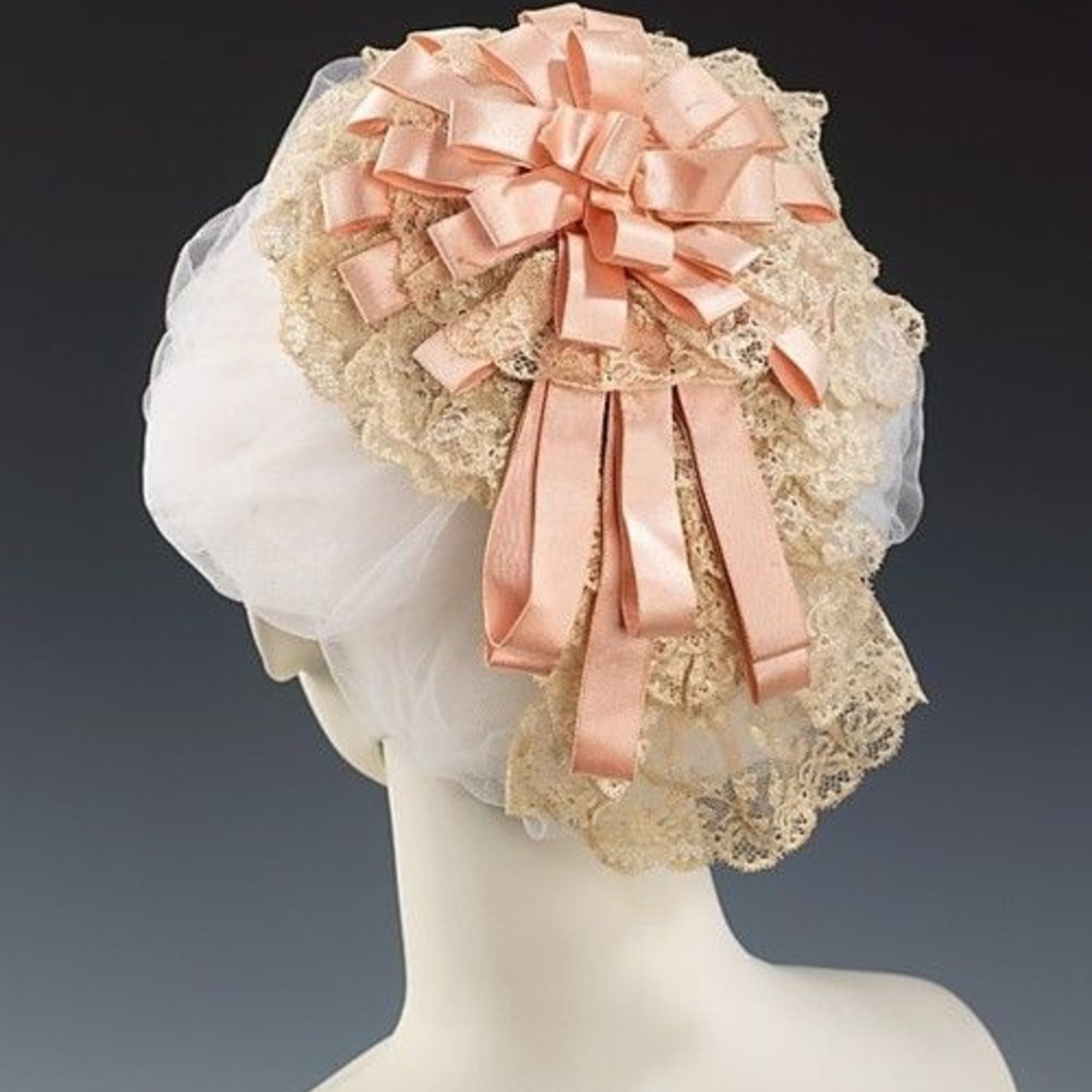 Vintage pink gauze ribbon with gold edge.