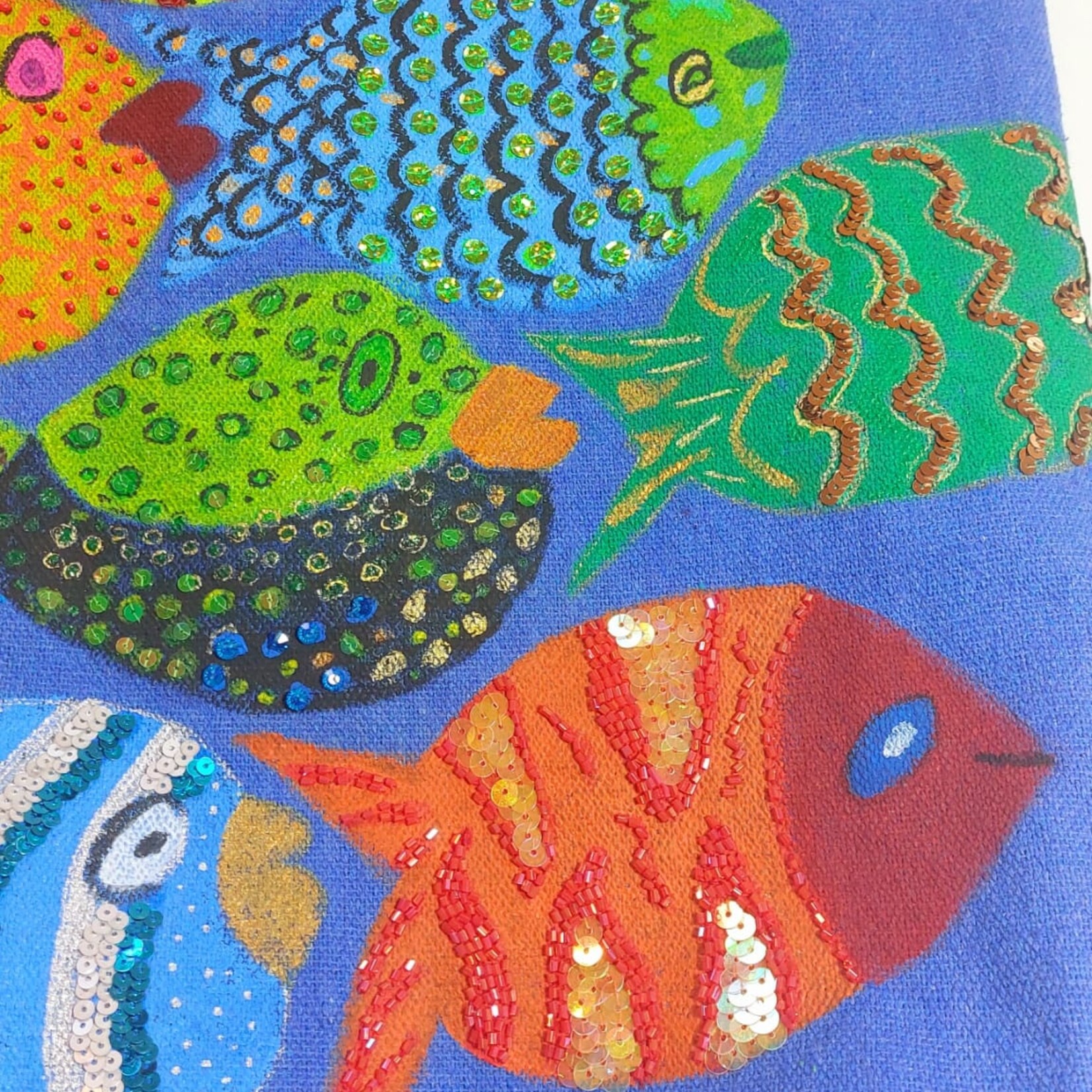 Handmade by Sue Tas met tropische vissen