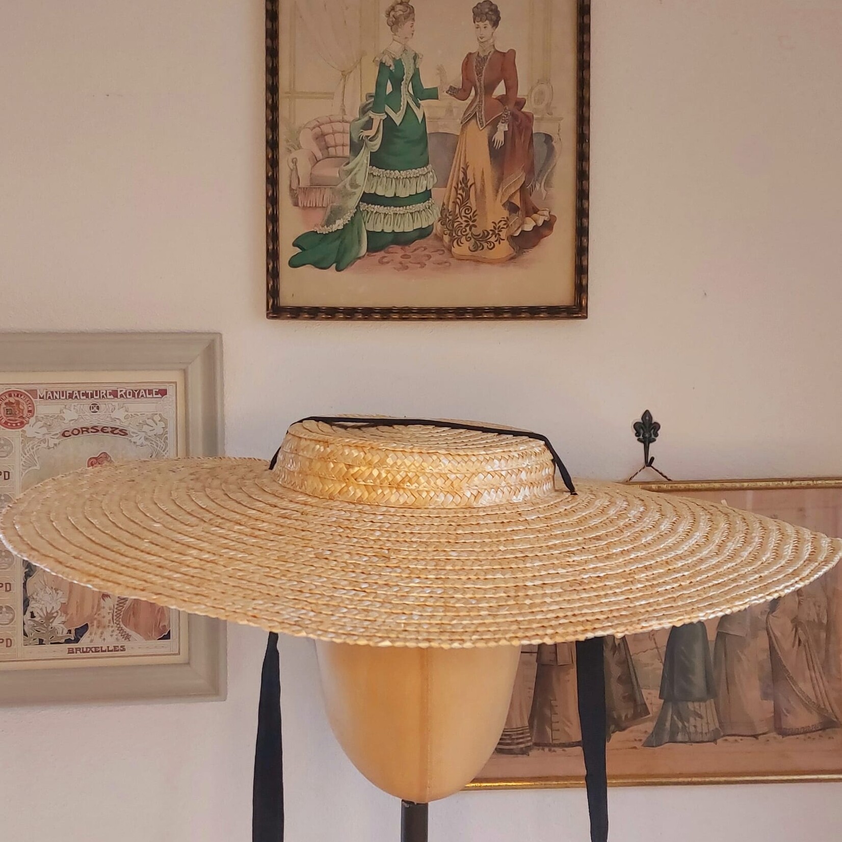 Straw "Bergere" Hat medium high 54cm