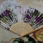 Fan with rose fabric diff. colors