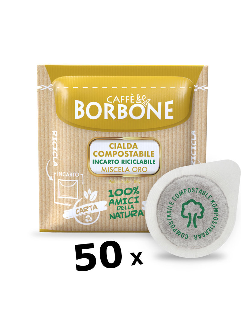50 cápsulas compostables en papel de café Borbone Gold blend