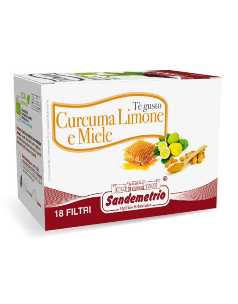 Sandemetrio SACHETS - TÈ CURCUMA LIMONE E MIELE (Thé curcuma, citron et miel) BIO - 18 filtres  SANDEMETRIO