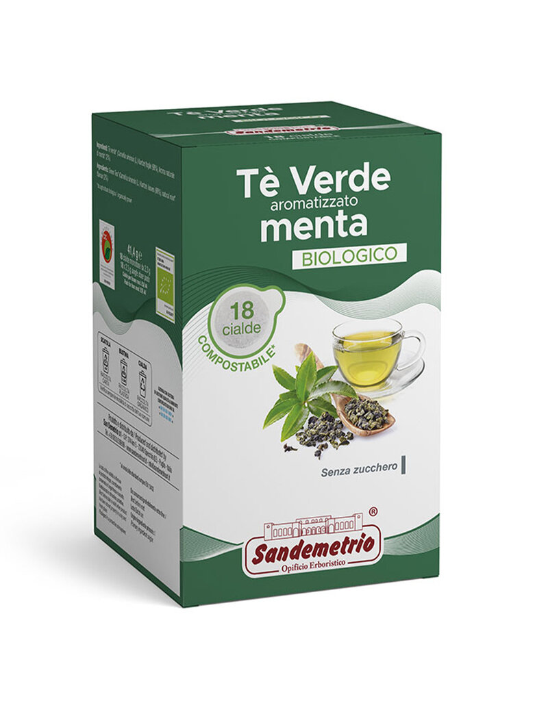 Sandemetrio ESE44 - GROENETHEE MET MUNTSMAAK (Tè verde aromatizato menta) BIOLOGISCH - 18 pads SANDEMETRIO