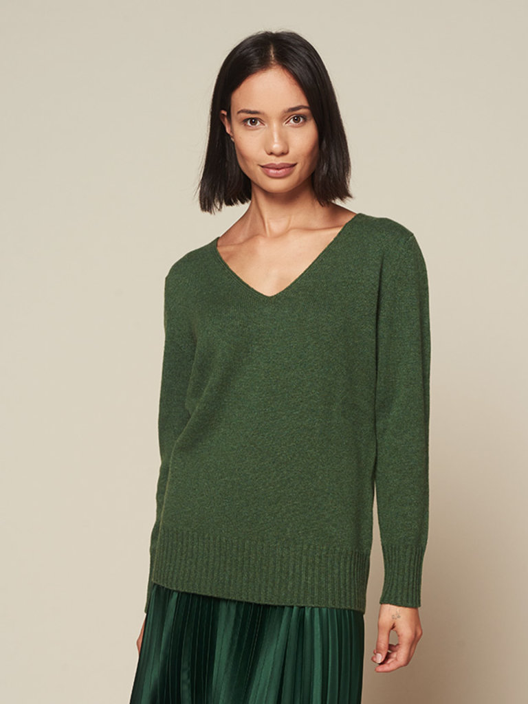 Overeenkomend opgraven Gastvrijheid Cashmere trui met V-hals oversized - Winter green - SuperCashmere