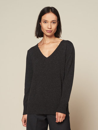 black v neck cashmere sweater womens