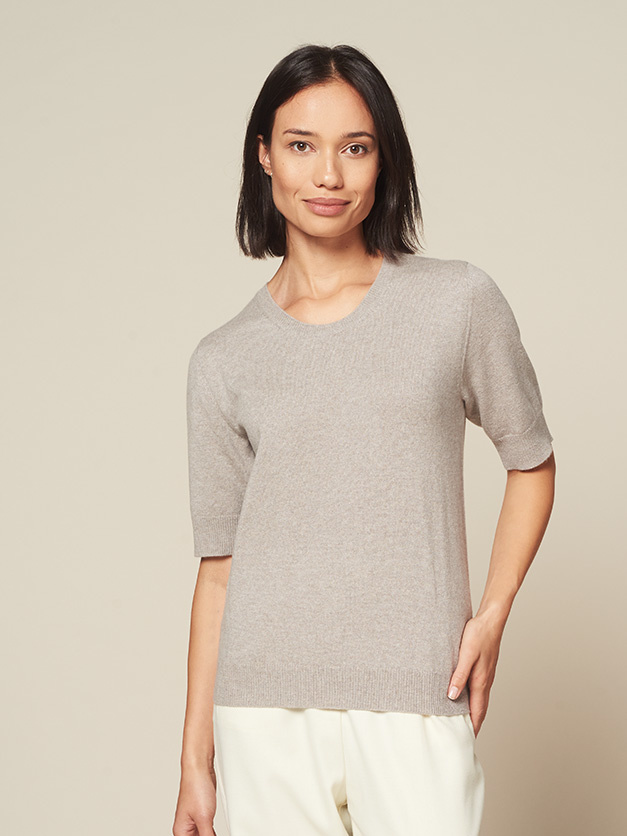Cashmere short sleeves jumper - Drift - SuperCashmere