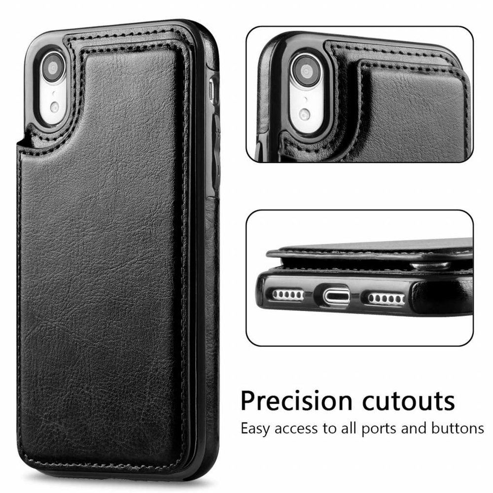 Wallet Case iPhone Xr zwart PhoneFactory