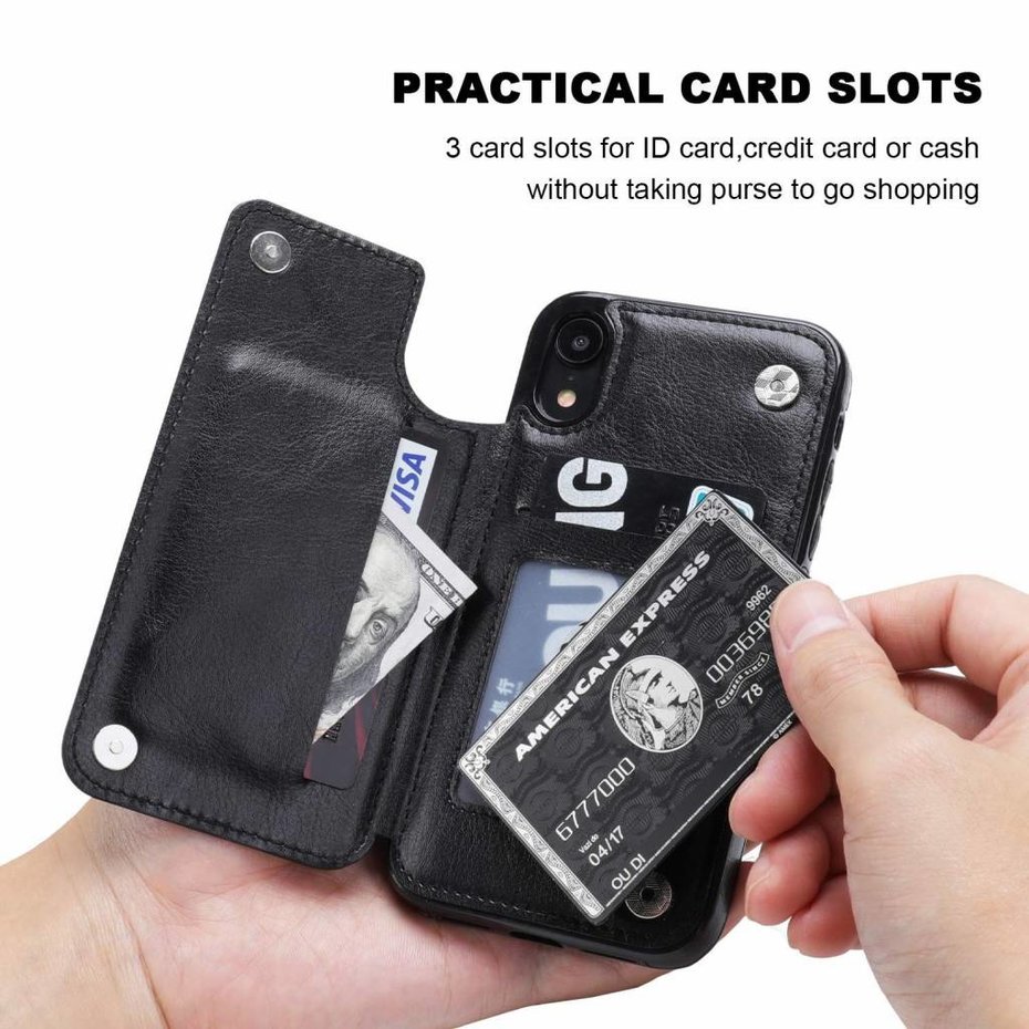 Wallet Case iPhone Xr zwart PhoneFactory