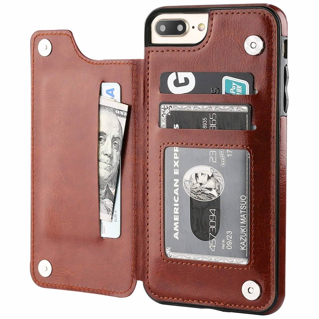 Wallet Case iPhone Plus 7 Plus bruin - Phone-Factory