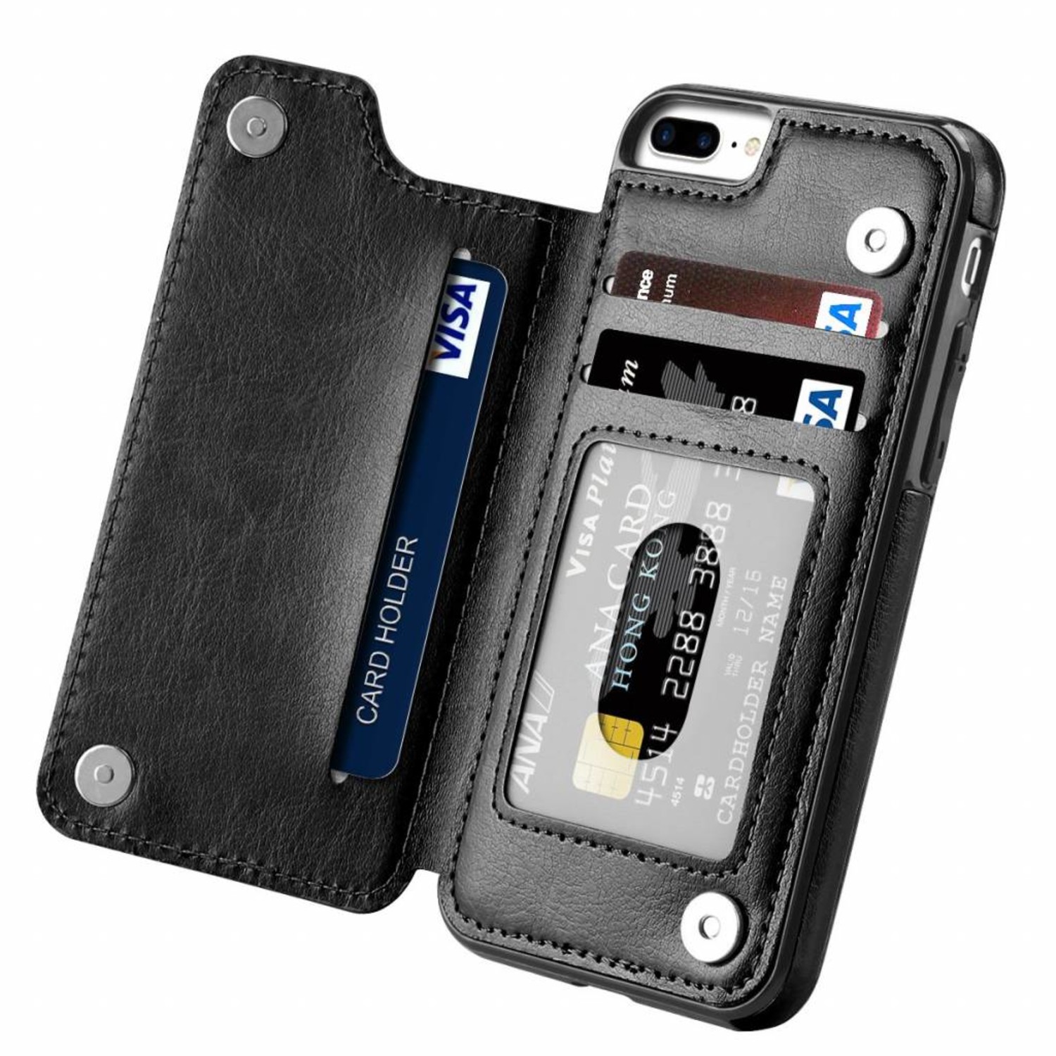 beton Hassy schaduw Wallet Case iPhone 8 Plus / 7 Plus zwart - Phone-Factory