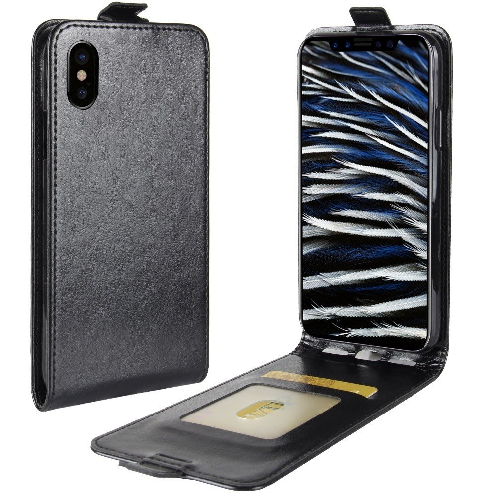 Flip case iPhone Xr zwart leer