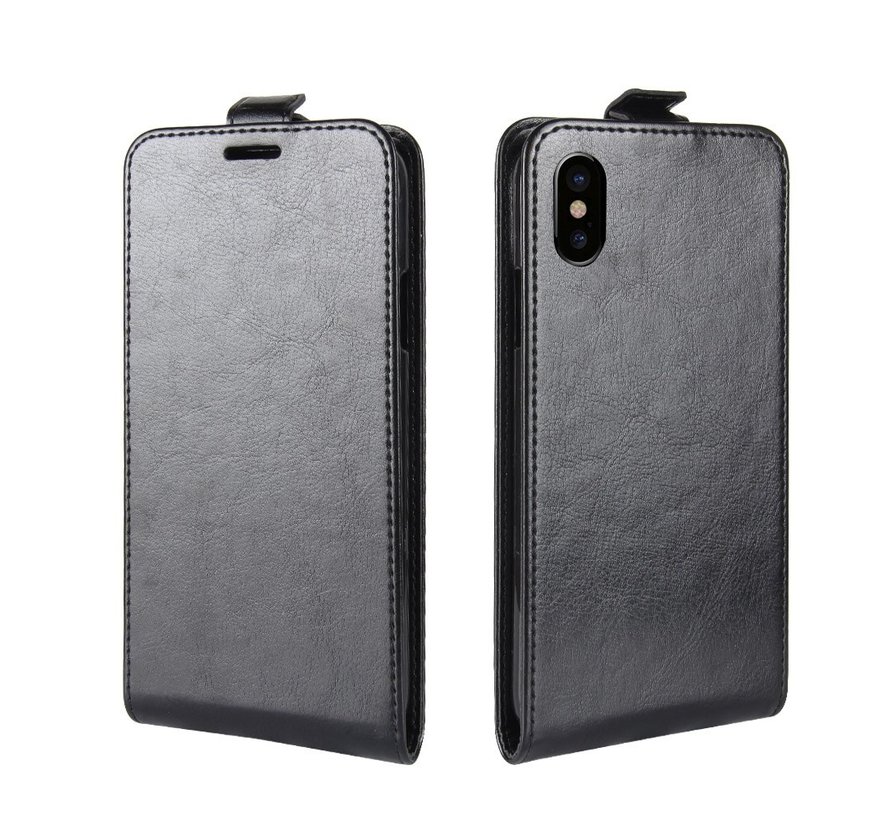 Flip case iPhone Xr zwart leer PhoneFactory