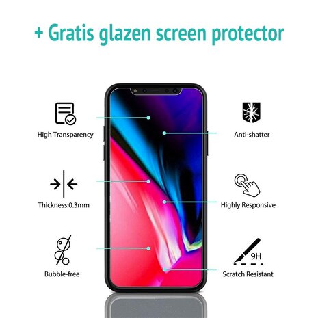 ShieldCase® ShieldCase Shock hoesje met zwart koord iPhone Xr + gratis glazen Screenprotector