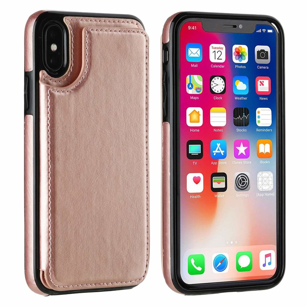 Wallet Case iPhone X / Xs roze PhoneFactory