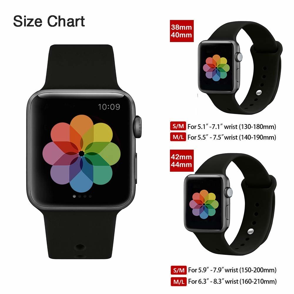 Apple Watch silicone sport band (zwart)