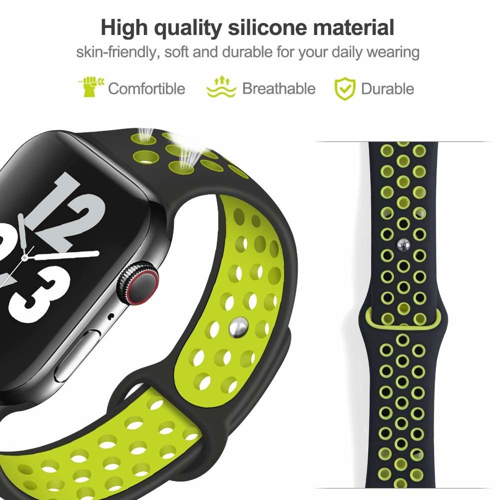 Apple Watch silicone sport+ band (zwart/geel)