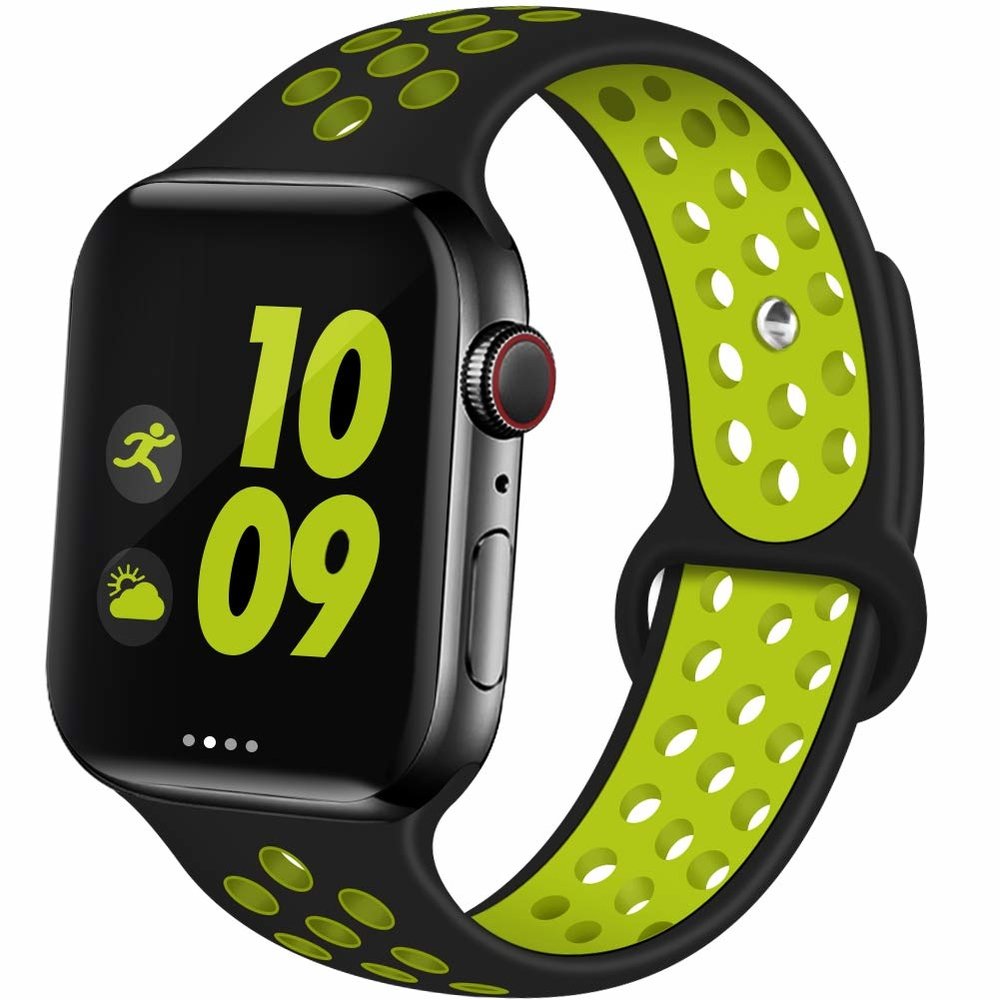 Apple Watch silicone sport+ band (zwart/geel)