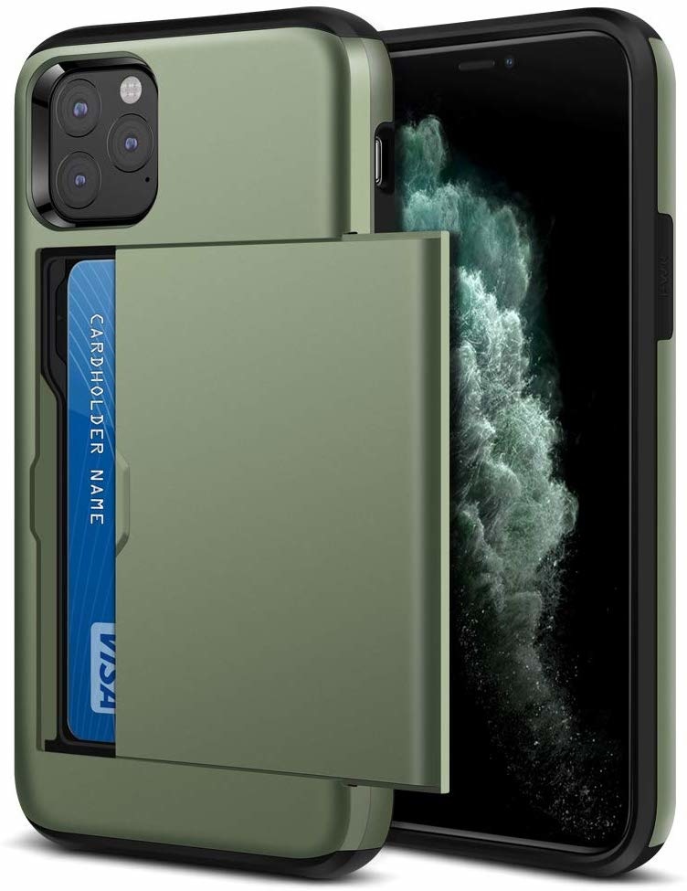 Menselijk ras Wauw gekruld Dubbele kaarthouder case met slide iPhone 11 Pro Max groen - Phone-Factory