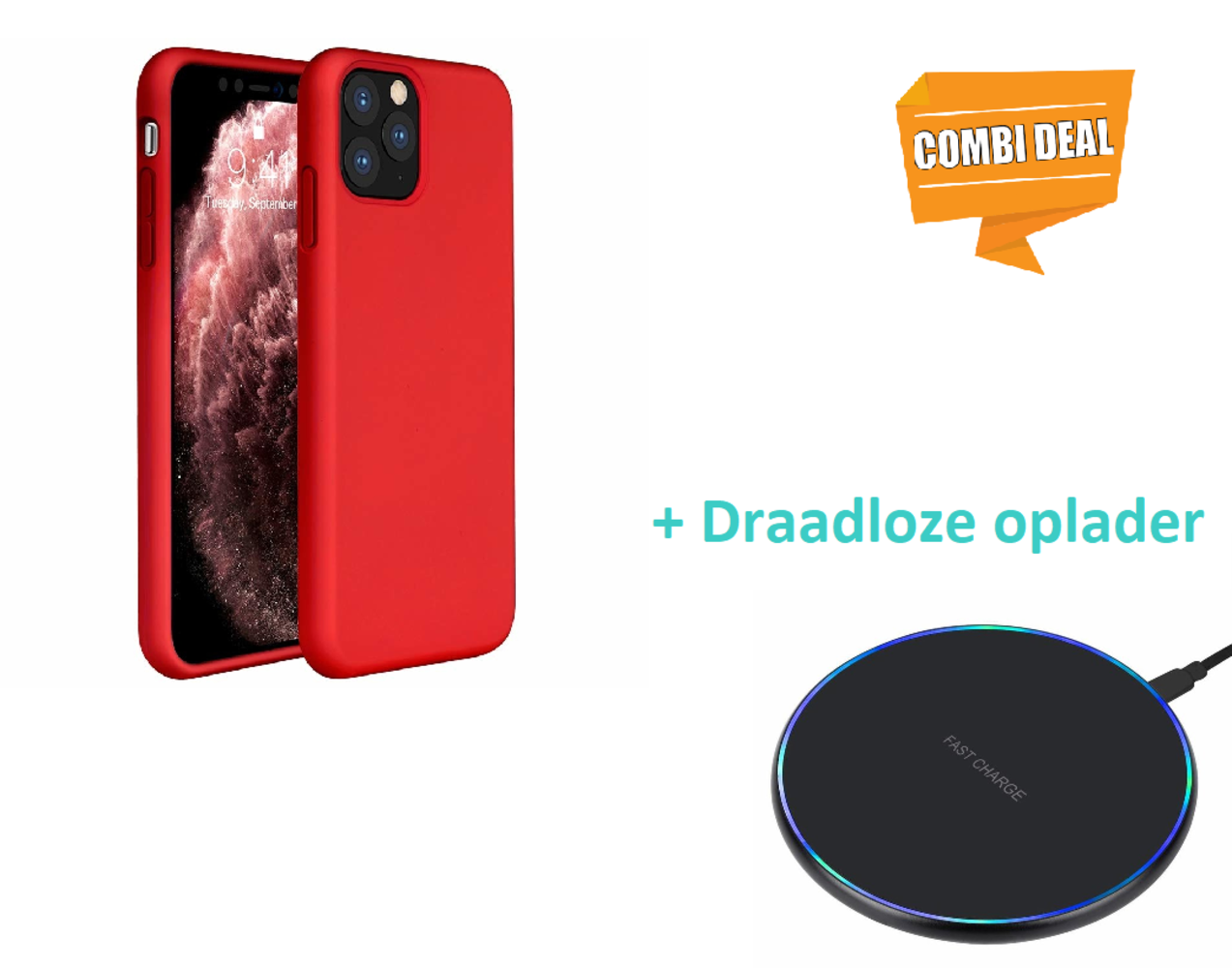 ShieldCase® Silicone case iPhone 11 Pro (rood) met draadloze oplader