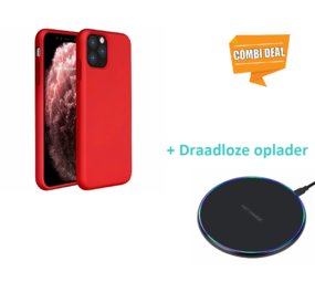 ShieldCase® Silicone case iPhone 11 Pro (rood) met draadloze oplader