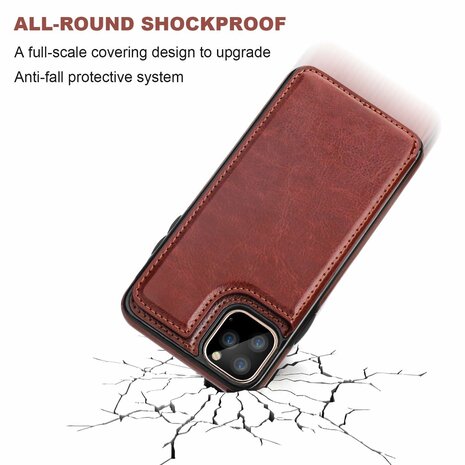 ShieldCase® ShieldCase Wallet Case  iPhone 11 Pro (bruin) +  Glazen Screenprotector