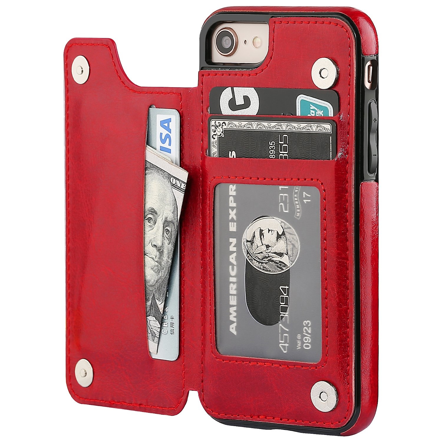 Rubber Vrijgevig Kritiek Wallet Case iPhone 8 / 7 rood - Phone-Factory