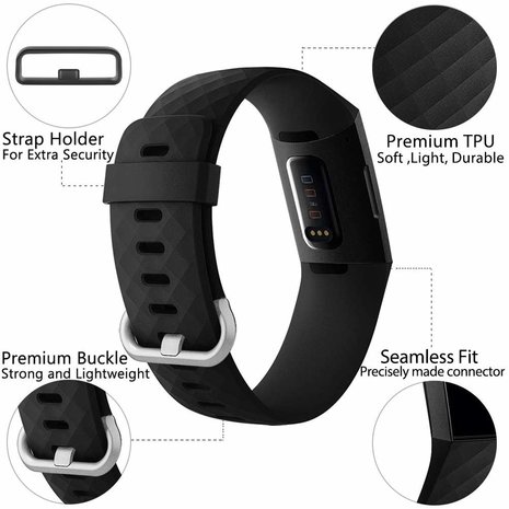 Fitbit Charge 3 silicone band (zwart)