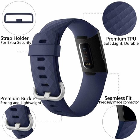 Fitbit Charge 3 silicone band (donkerblauw)
