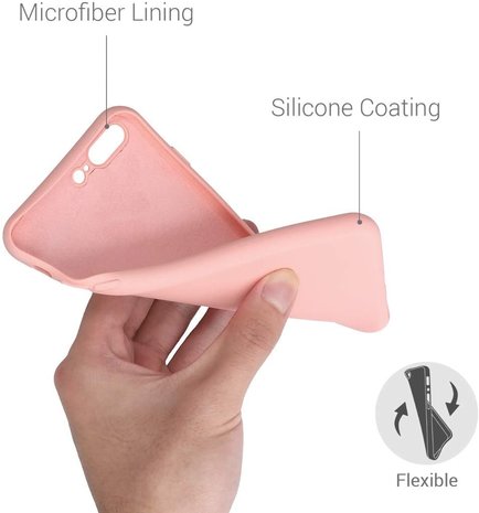 ShieldCase® Shieldcase Siliconen hoesje met camera bescherming iPhone 7 Plus / 8 Plus (roze)